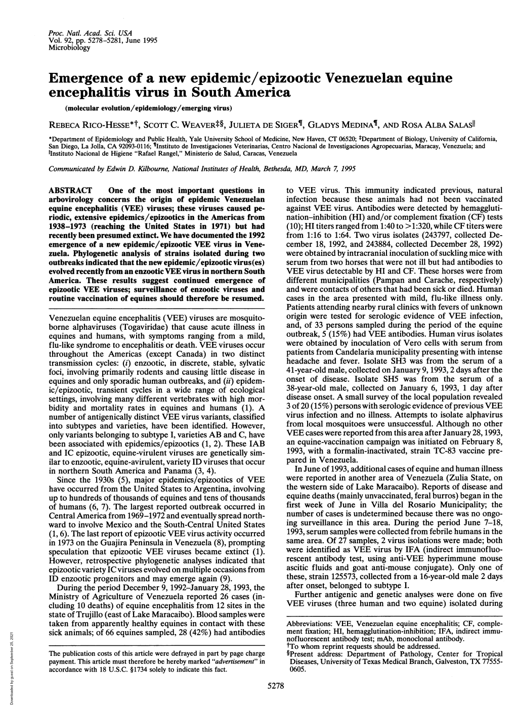 Encephalitis Virusin South America