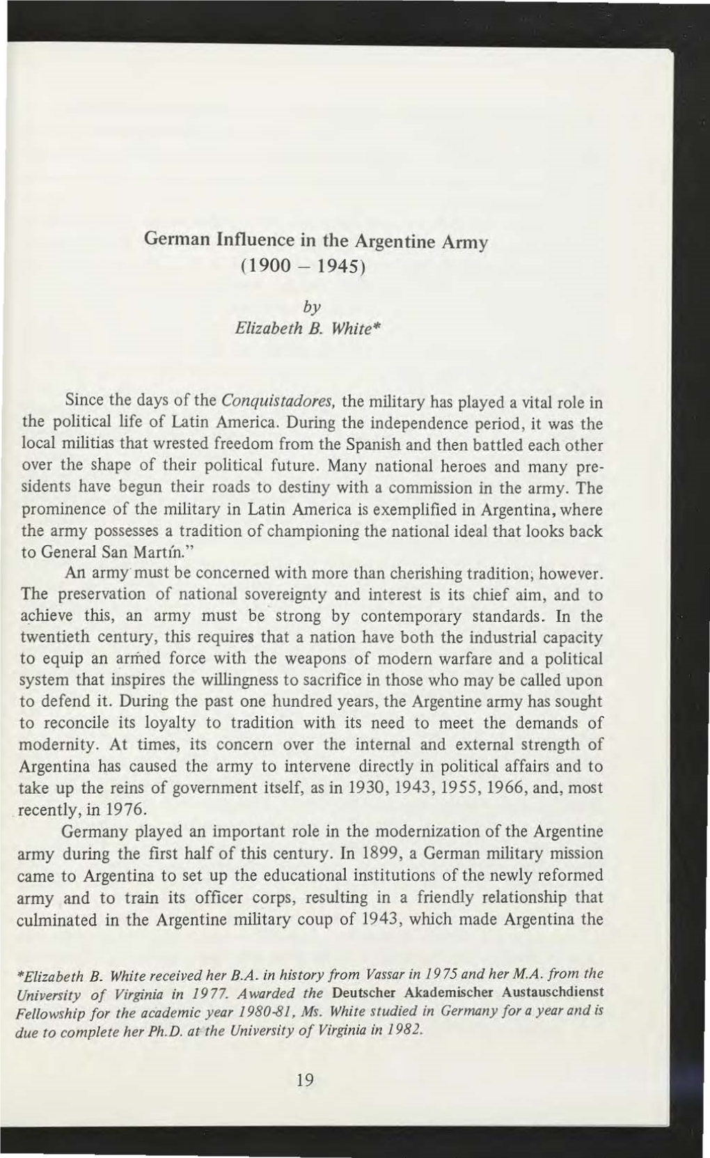 German Influence in the Argentine Army (1900 - 1945)