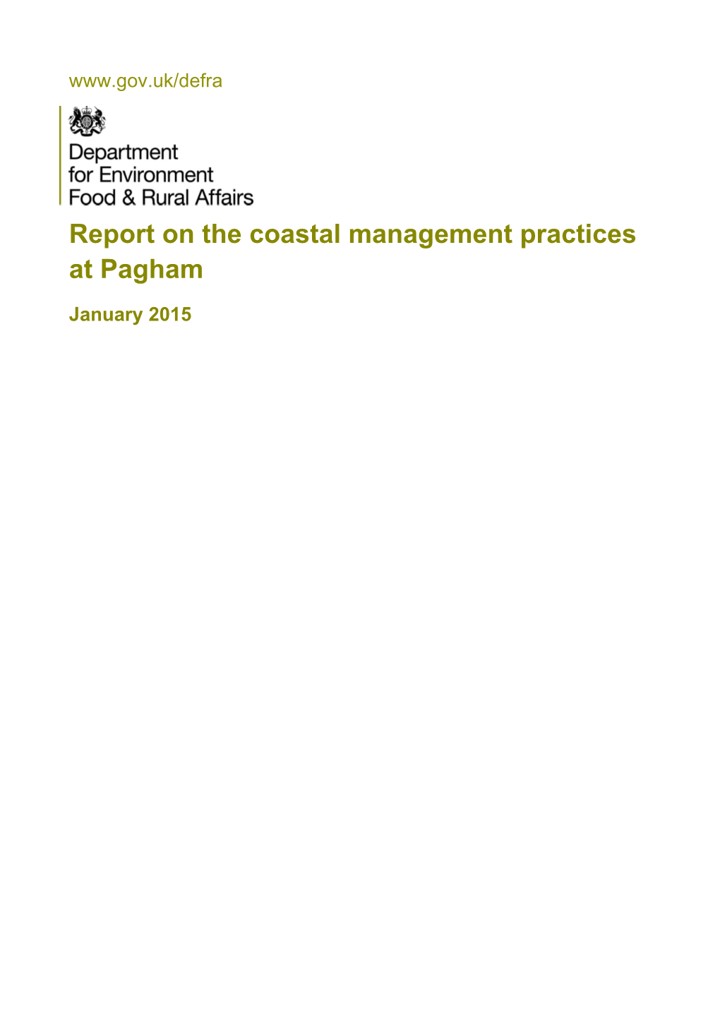 Report on the Coastal Management Practices at Pagham
