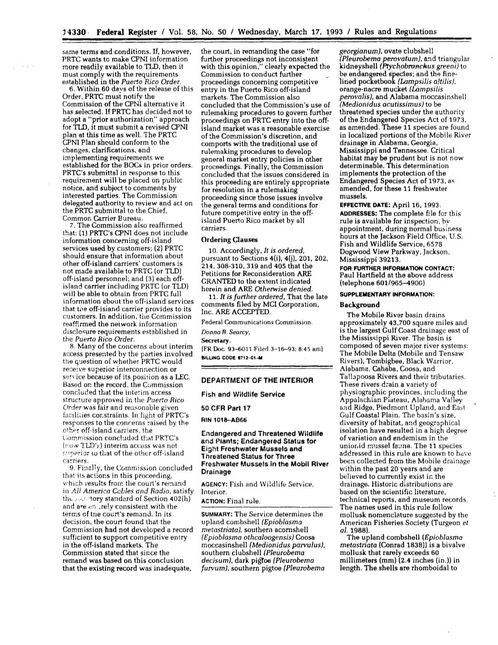 Federal Register / Vol. 58, No. 50 I Wednesday, March 17, 1993 / Rules and Regulations Same Terms and Conditions