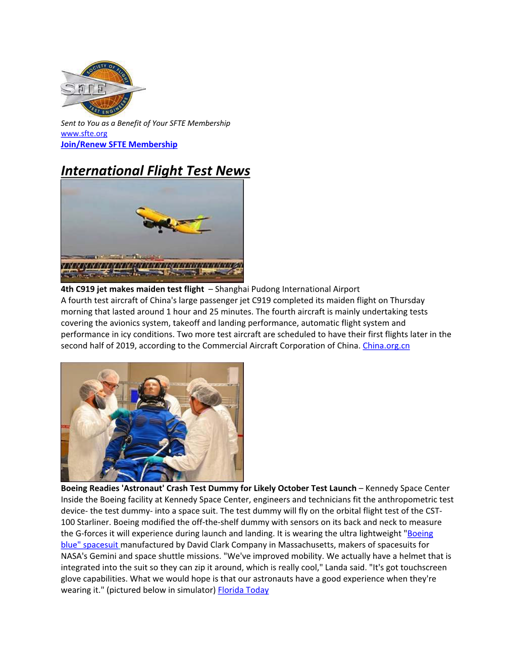 International Flight Test News