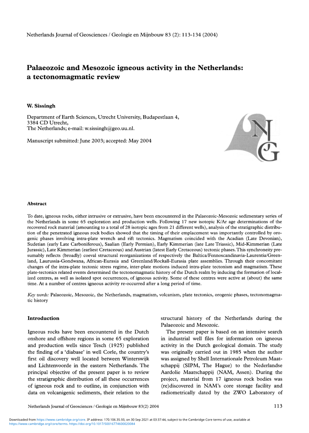 Palaeozoic and Mesozoic Igneous Activity in the Netherlands: a Tectonomagmatic Review