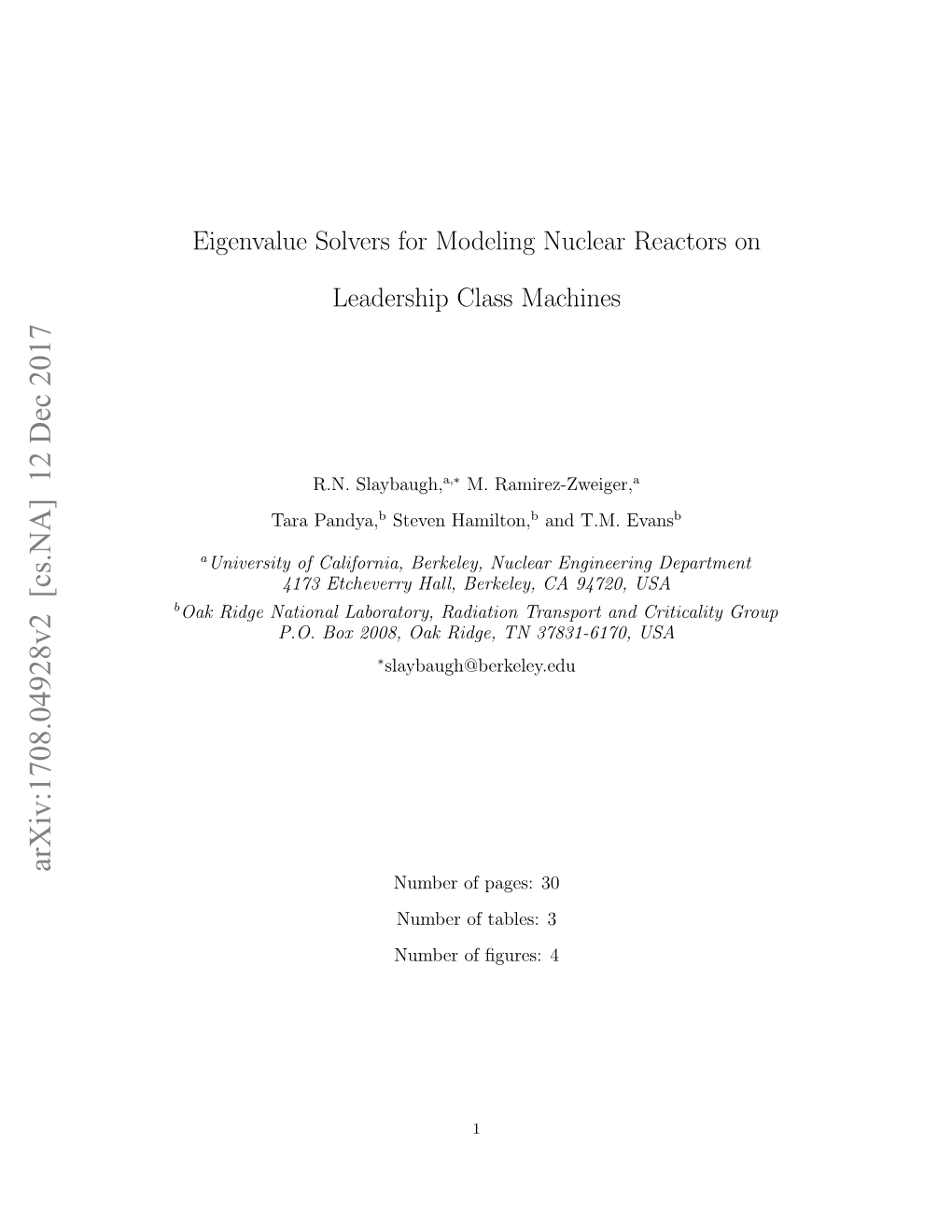 Arxiv:1708.04928V2 [Cs.NA] 12 Dec 2017 Number of Pages: 30 Number of Tables: 3 Number of ﬁgures: 4