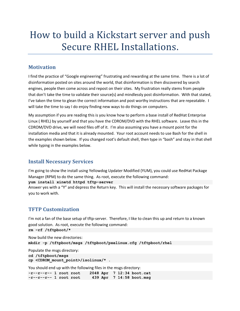 How to Build a Kickstart Server and Push Secure RHEL Installations