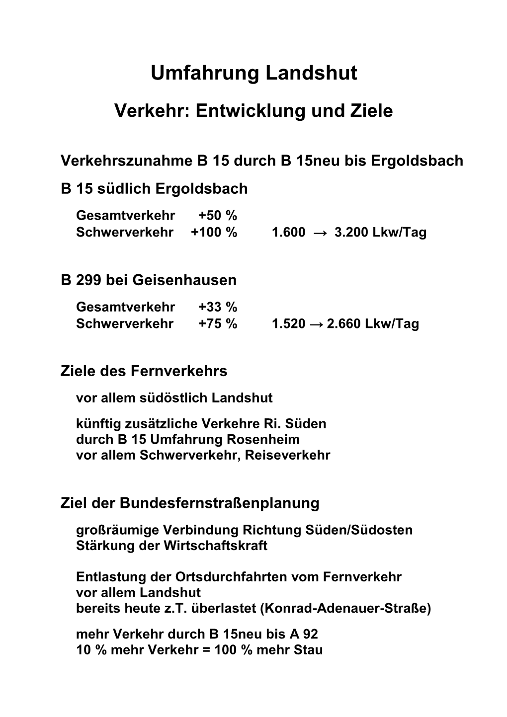 Verkehr: Entwicklung Und Ziele