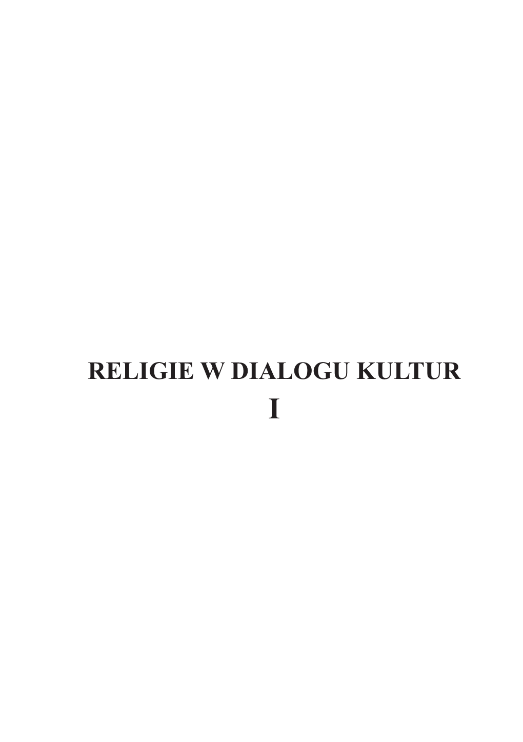 Religie W Dialogu Kultur