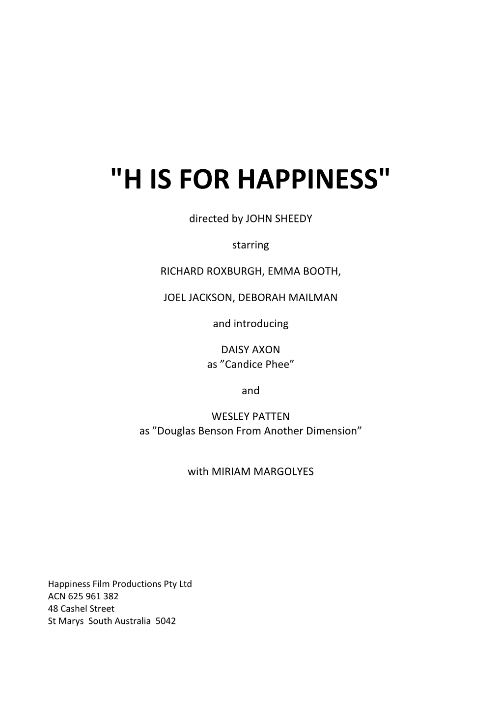 H Is for Happiness