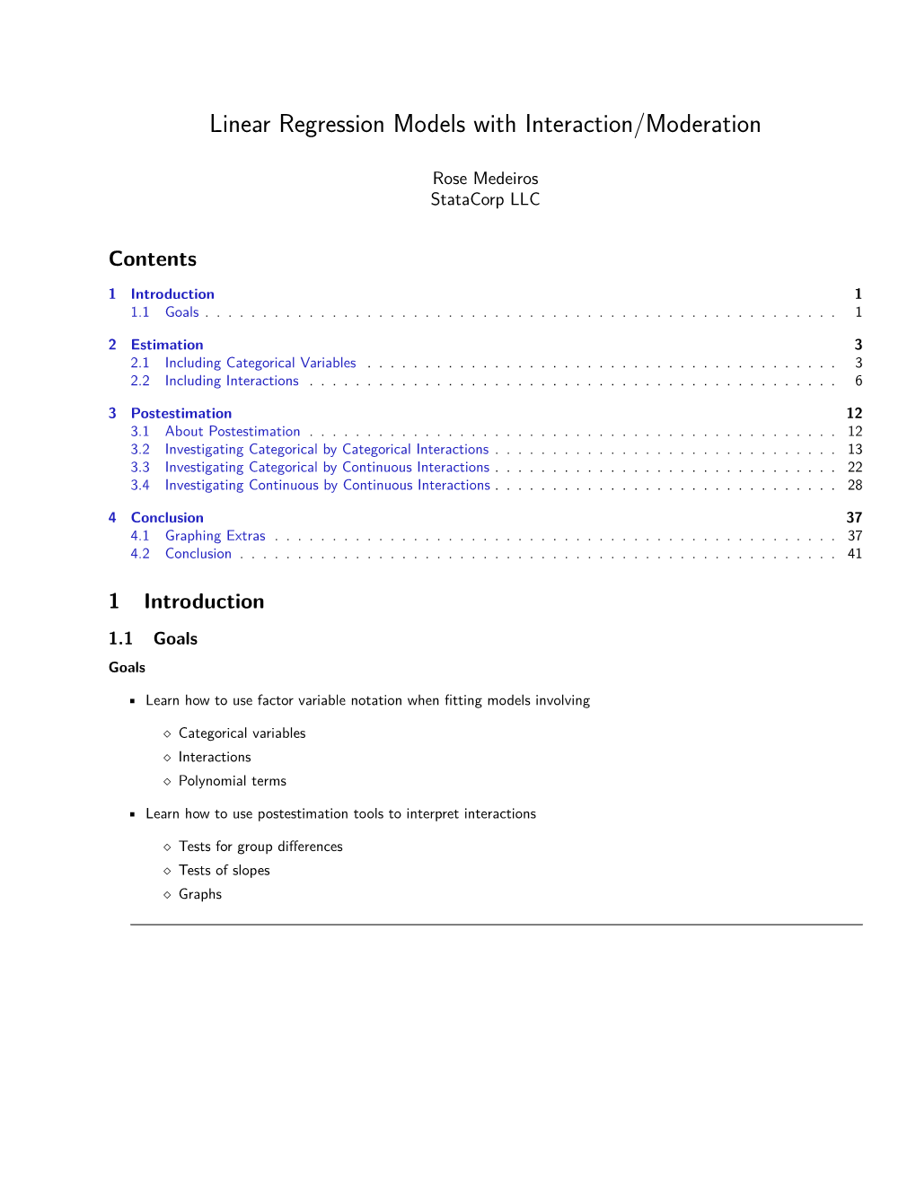 Linear Regression Models with Interaction/Moderation