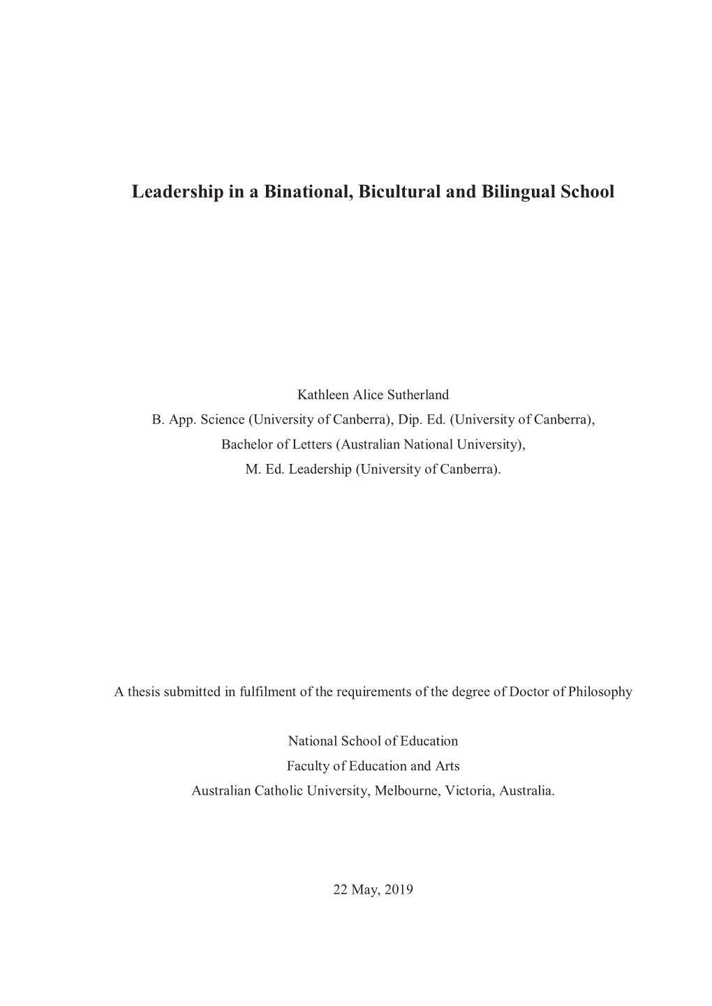 Leadership in a Binational, Bicultural and Bilingual School