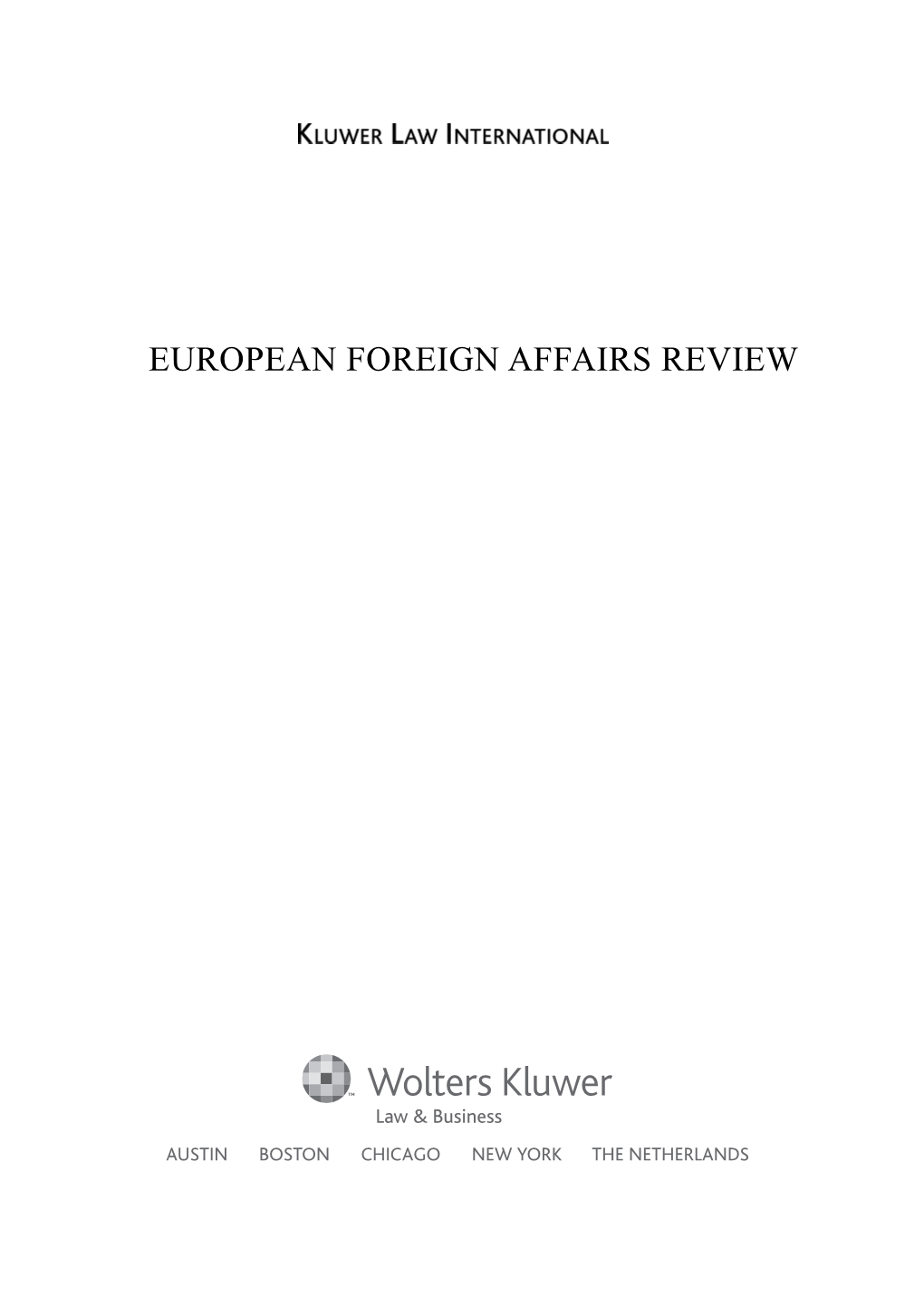 European Foreign Affairs Review