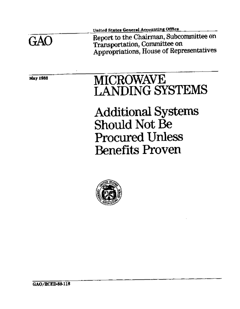 RCED-88-118 Microwave Landing Systems