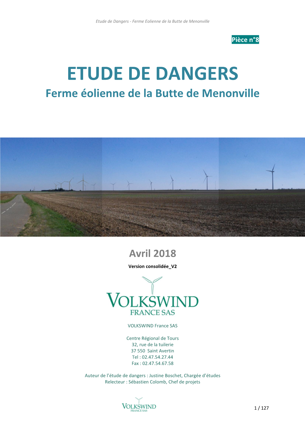 Etude De Dangers - Ferme Eolienne De La Butte De Menonville