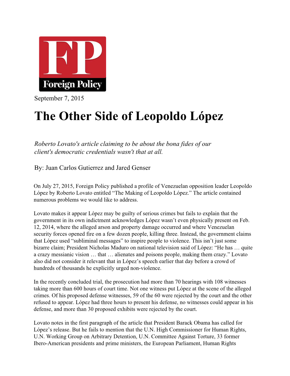 The Other Side of Leopoldo López