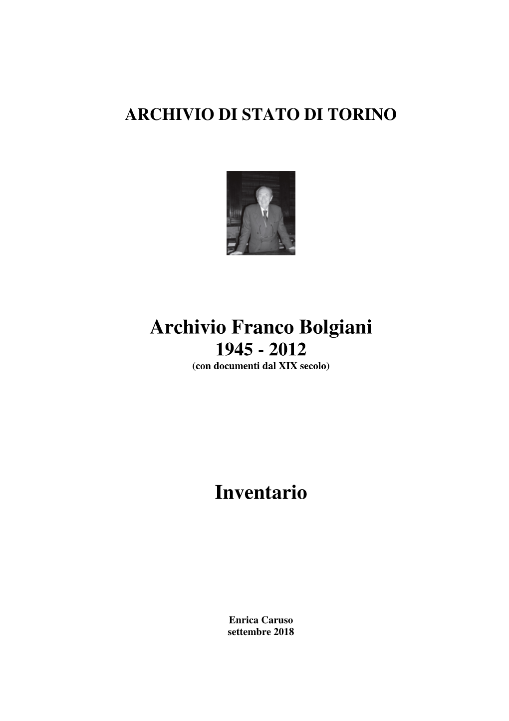 Archivio Franco Bolgiani Inventario