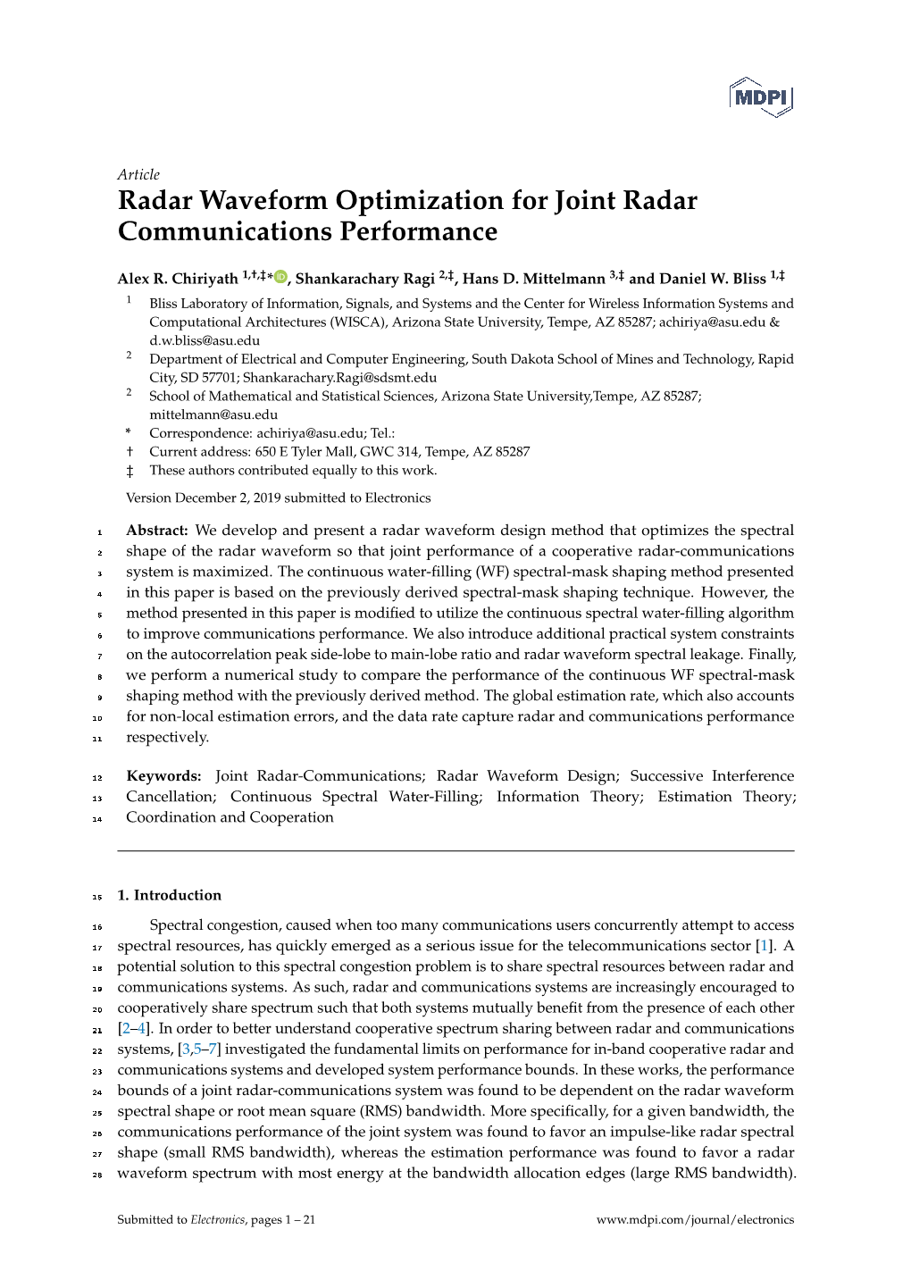 Radar Waveform Optimization for Joint Radar Communications Performance