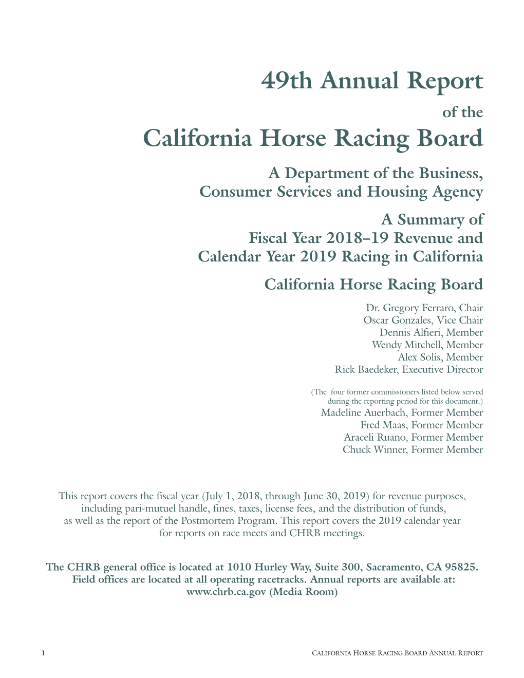 CHRB Annual Report 2018-19