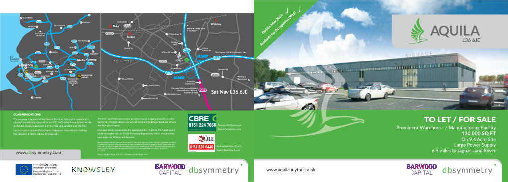 TO LET / for SALE As Tarbock Island, at Junction 6 of the M62 and Junction 1 of the M57