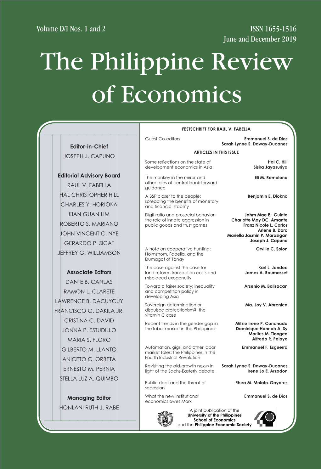 The Philippine Review of Economics Of