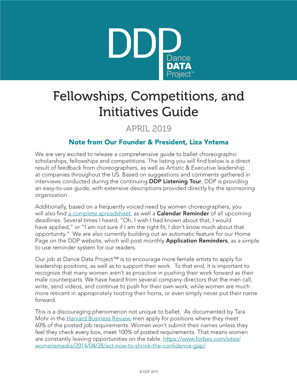 Fellowships, Competitions, and Initiatives Guide APRIL 2019