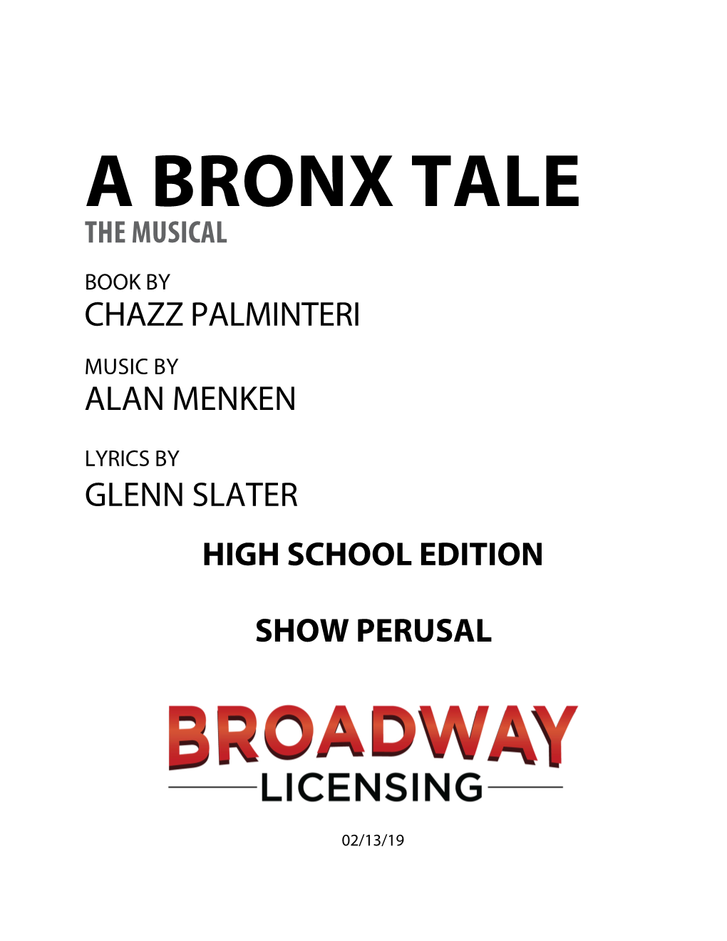 A Bronx Tale the Musical