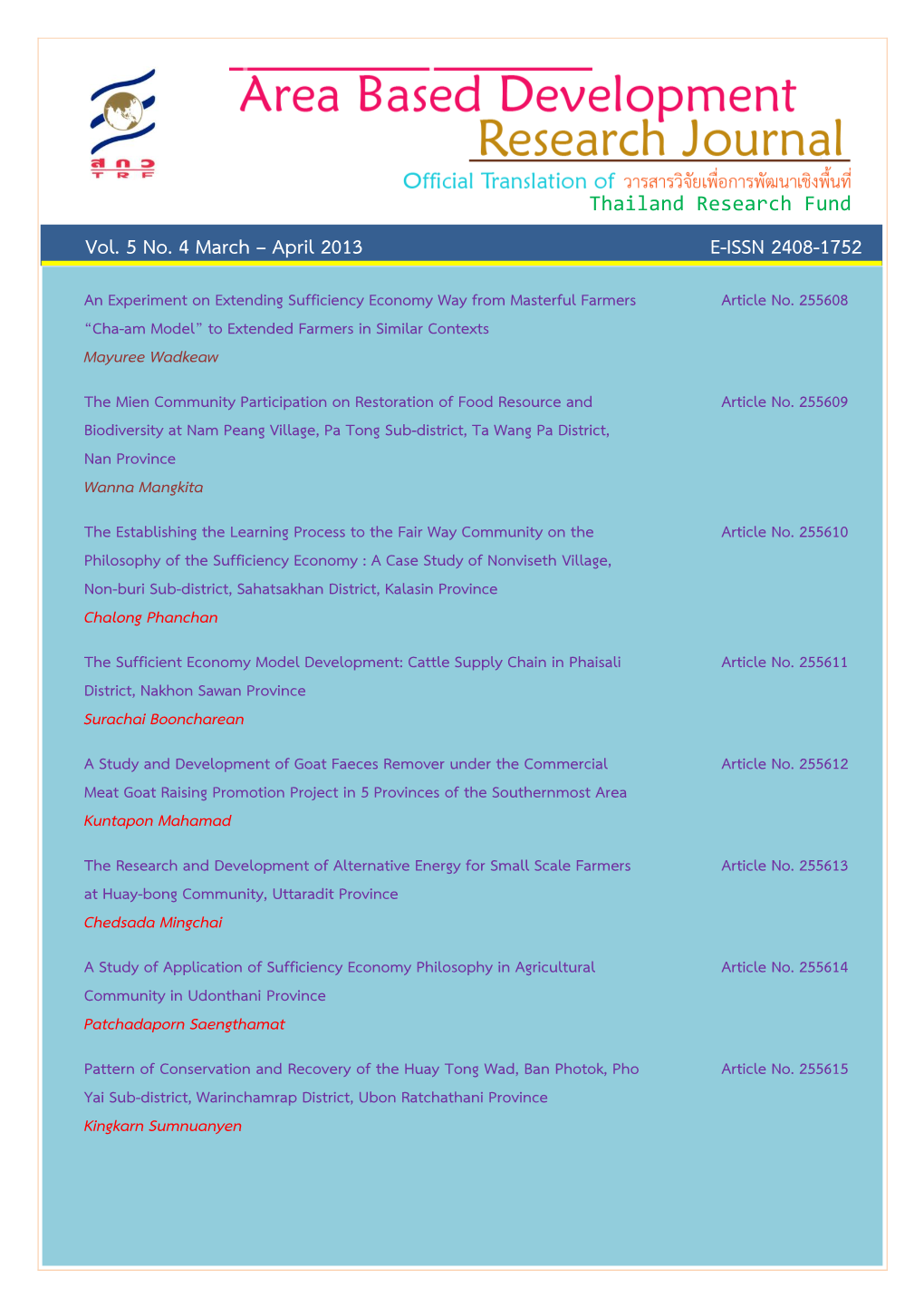 Vol. 5 No. 4 March – April 2013 E-ISSN 2408-1752