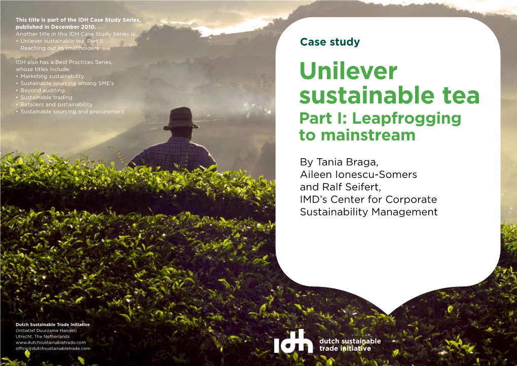 Unilever Sustainable Tea Part I