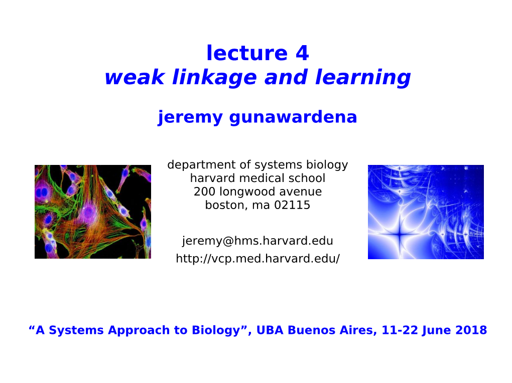 Lecture 4 Weak Linkage and Learning