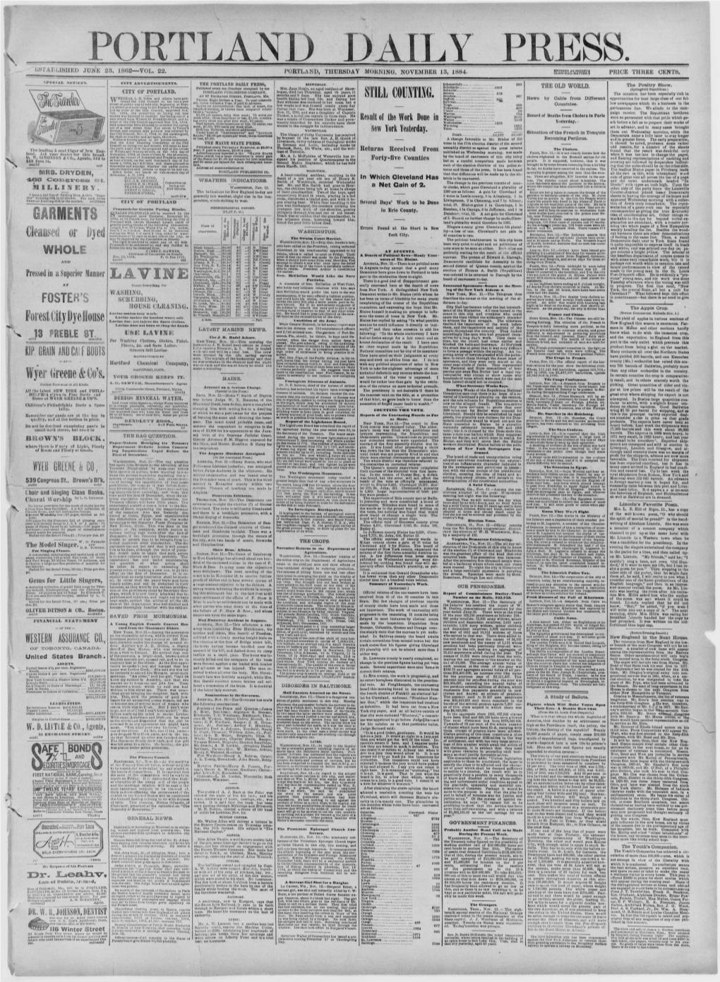 Portland Daily Press: November 09,1881