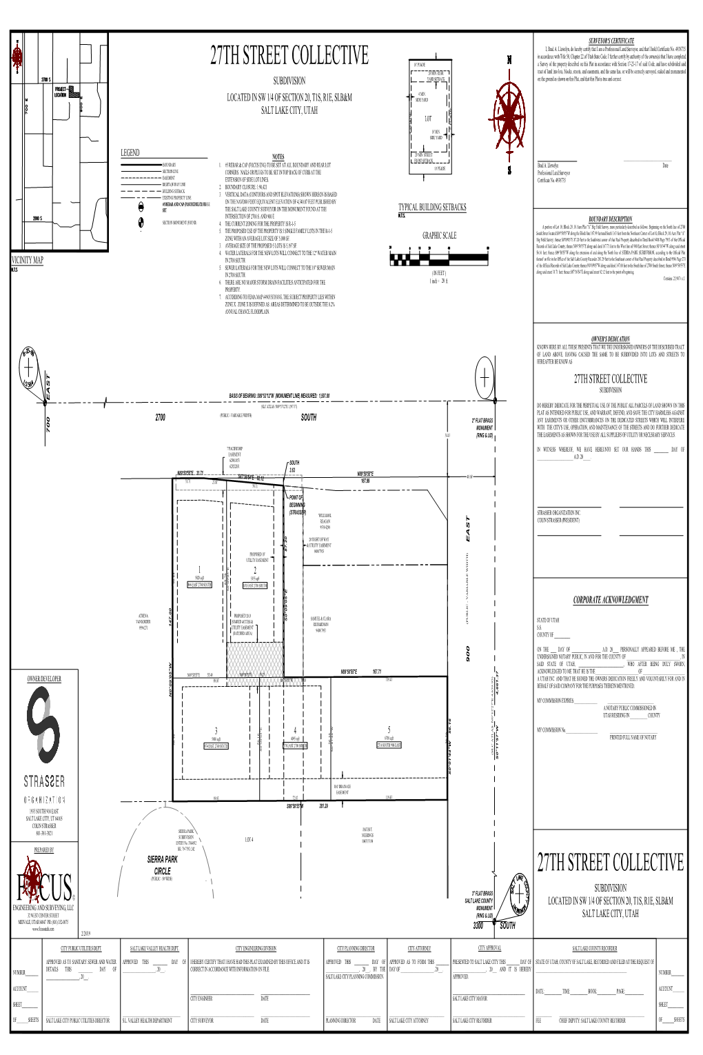 27TH STREET COLLECTIVE 10' PU&DE a Survey of the Property Described on This Plat in Accordance with Section 17-23-17 of Said Code, and Have Subdivided Said 20' MIN