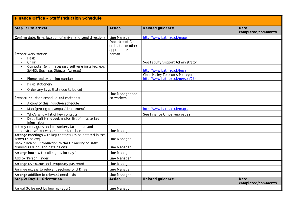 Faculty of Engineering and Design Staff Induction Schedule