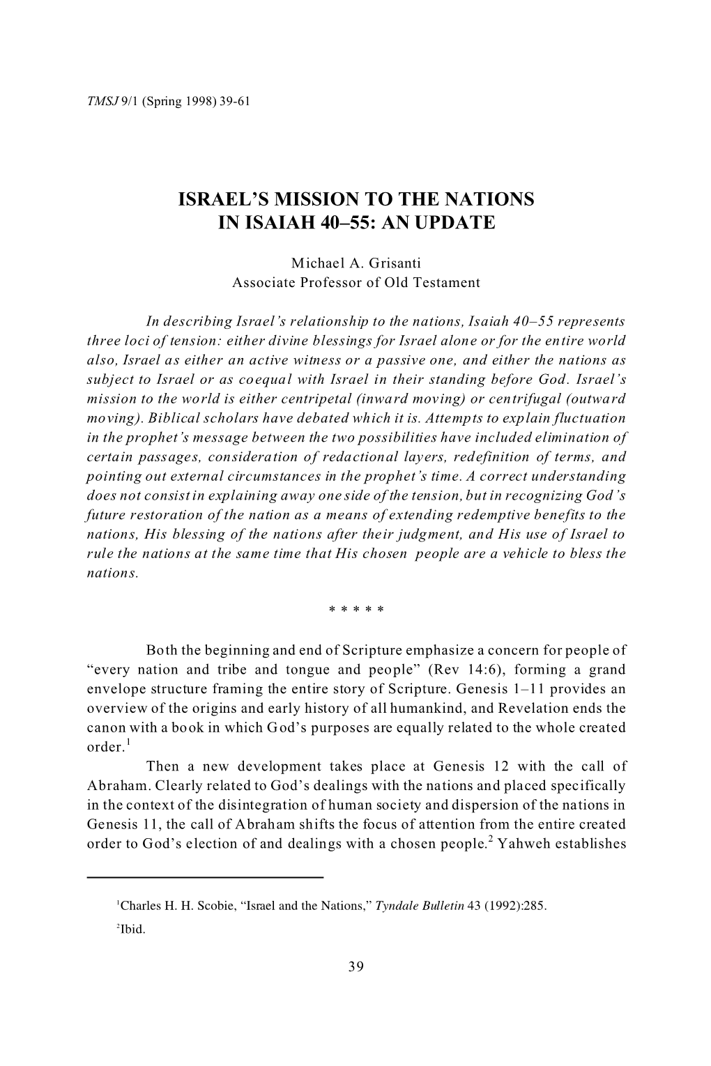 Israel's Mission to the Nations in Isaiah 40–55