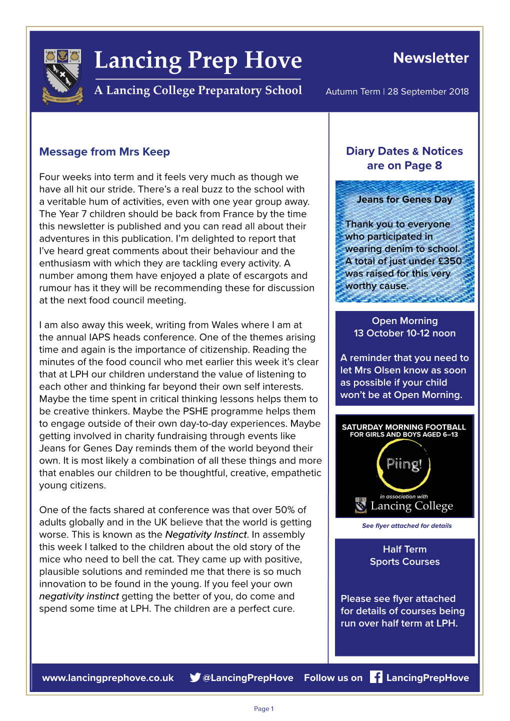 Lancing Prep Hove Newsletter