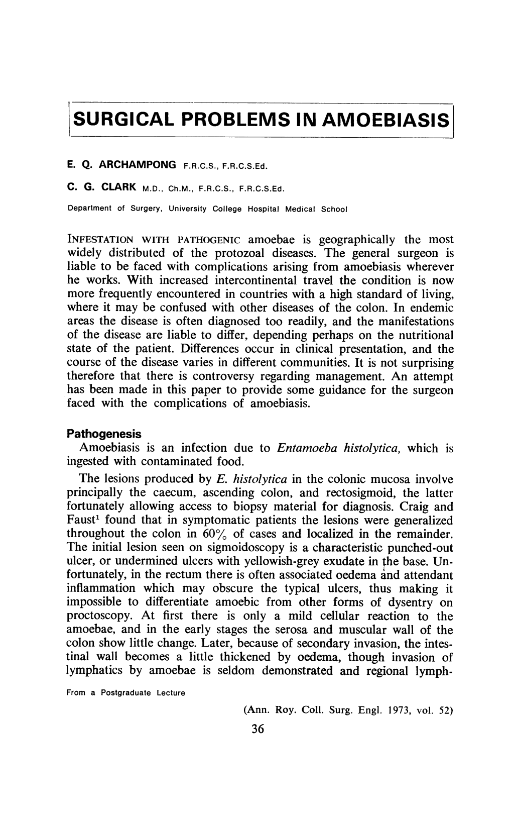 Surgical Problems in Amoebiasis