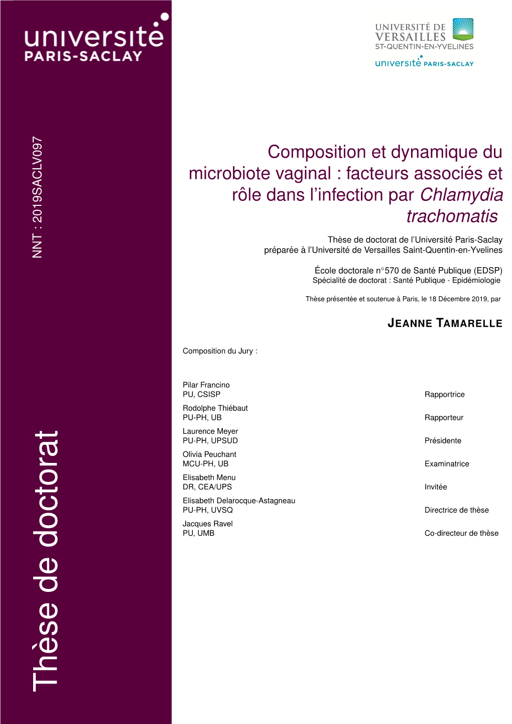 Facteurs Associ´Es Et Rˆole Dans L'infection Par Chlamydia Trachomatis