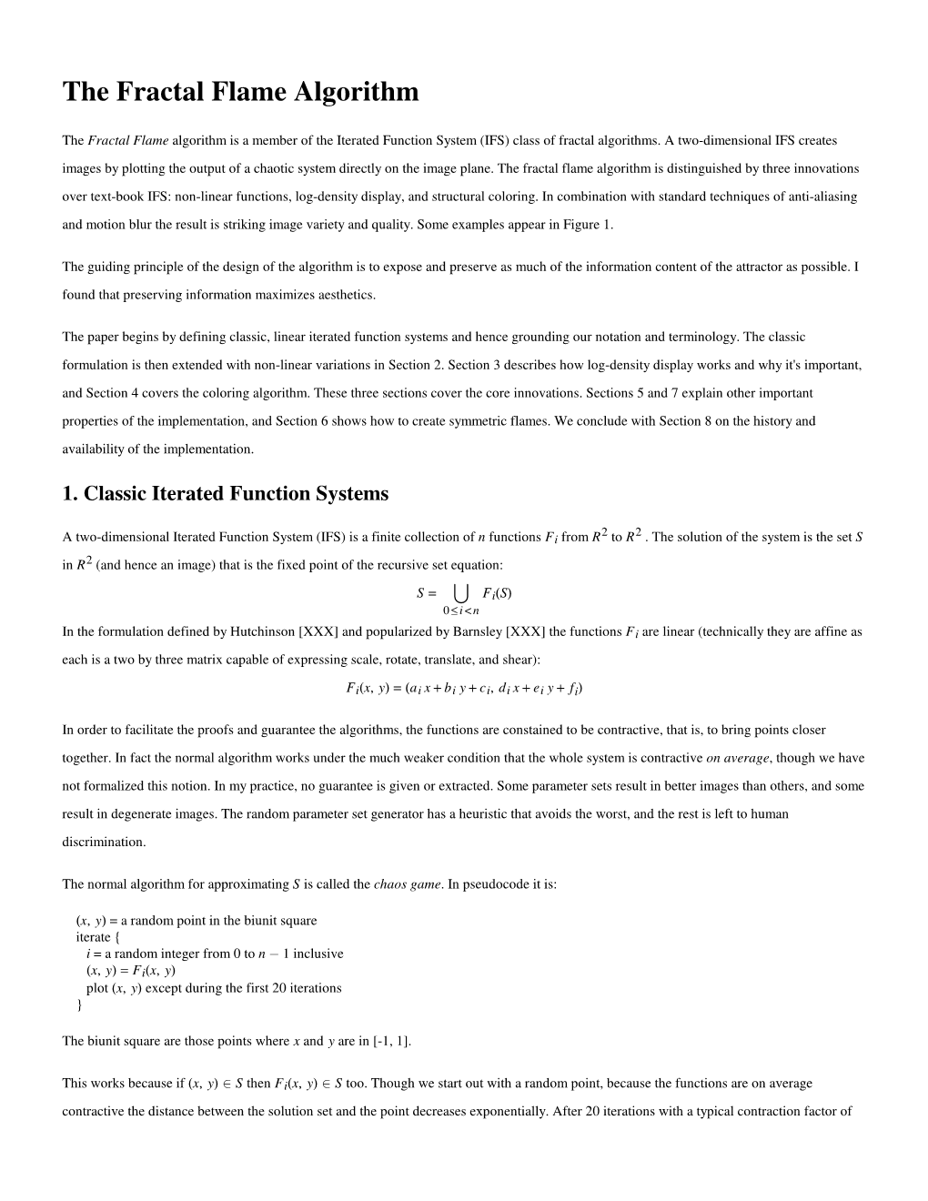 The Fractal Flame Algorithm