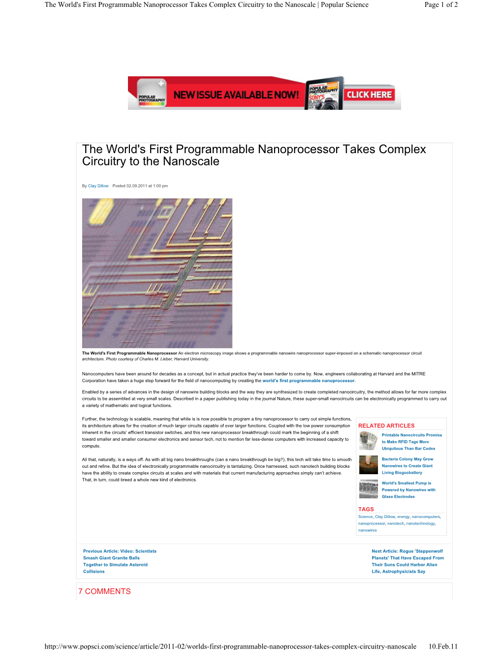 The World's First Programmable Nanoprocessor Takes Complex Circuitry to the Nanoscale | Popular Science Page 1 of 2