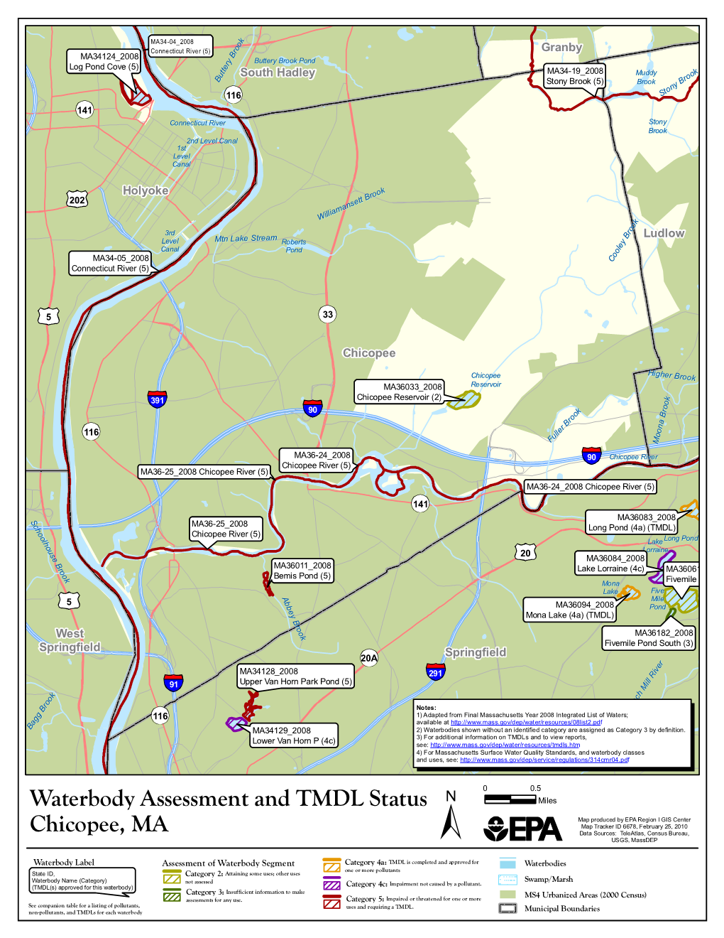 Chicopee, MA Waterbody Assessment, 305(B)/303(D), and Total Maximum