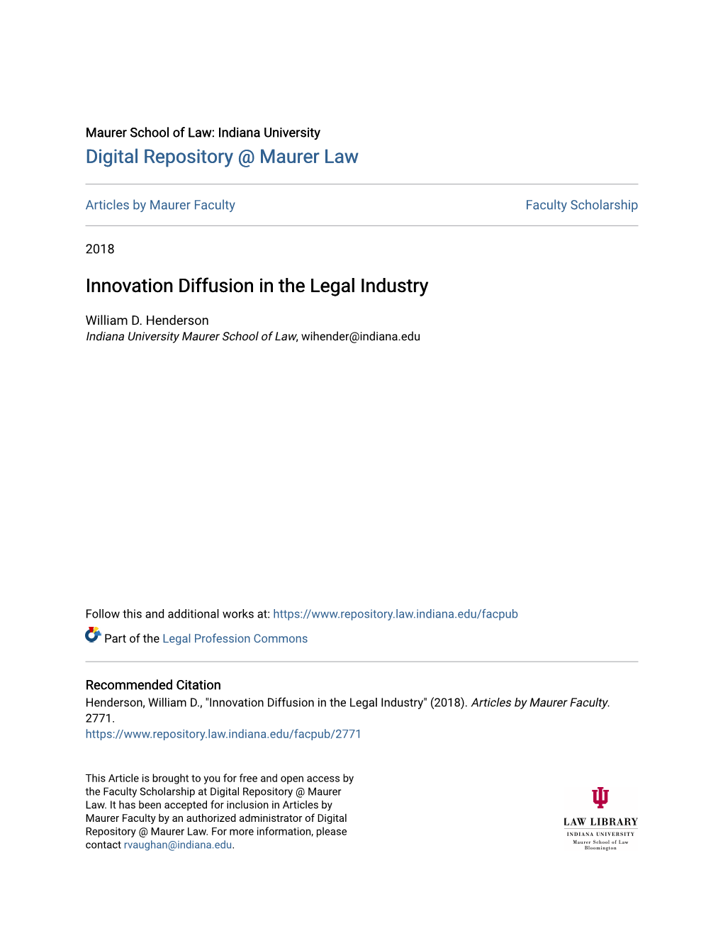 Innovation Diffusion in the Legal Industry