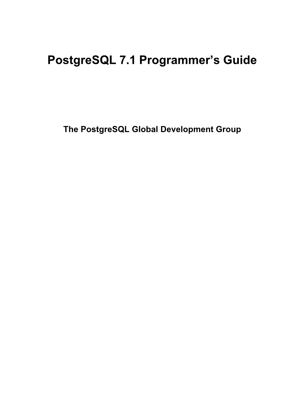 Postgresql 7.1 Programmer's Guide