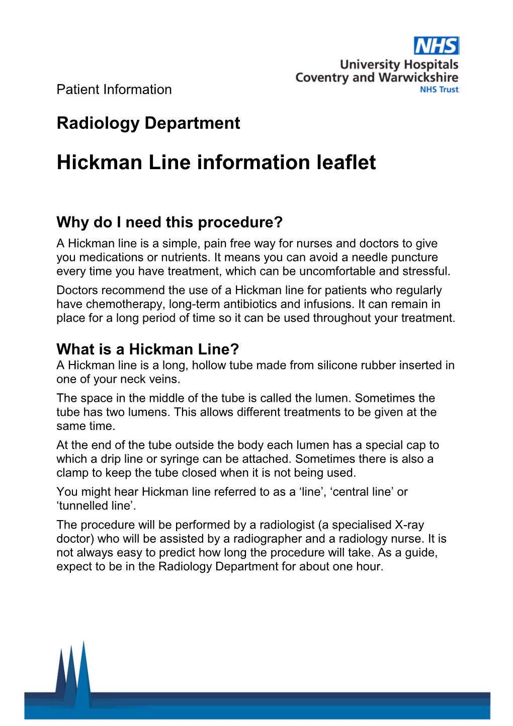 Hickman Line Information Leaflet