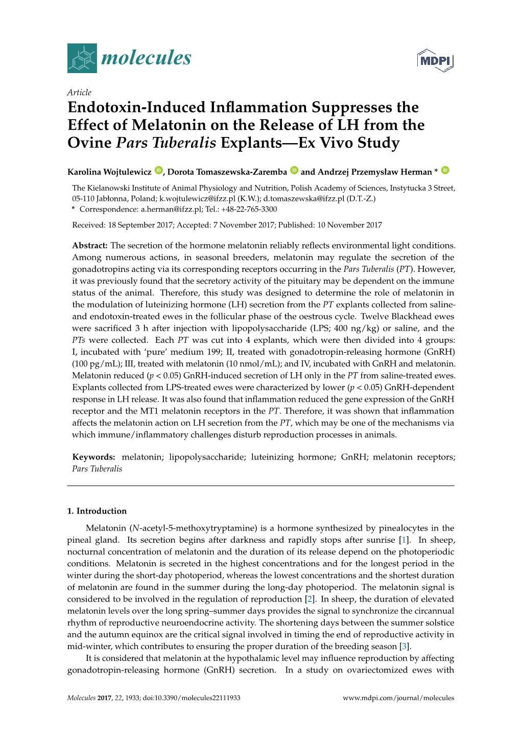 Endotoxin-Induced Inflammation Suppresses the Effect Of