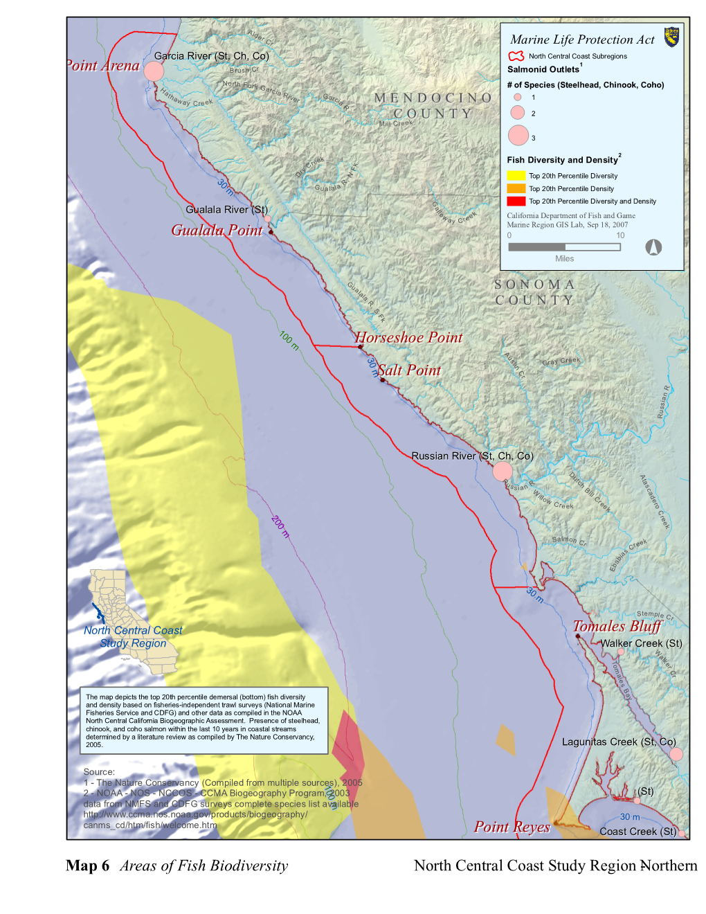 Map 6 Tomales Bluff Salt Point Horseshoe Point Gualala Point