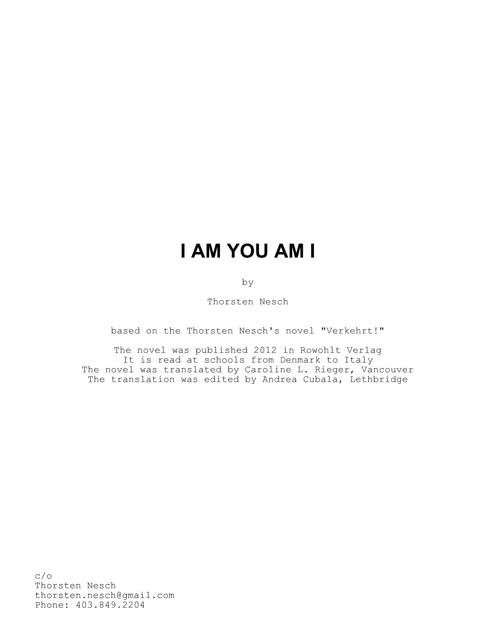 I AM YOU AM I by Thorsten Nesch