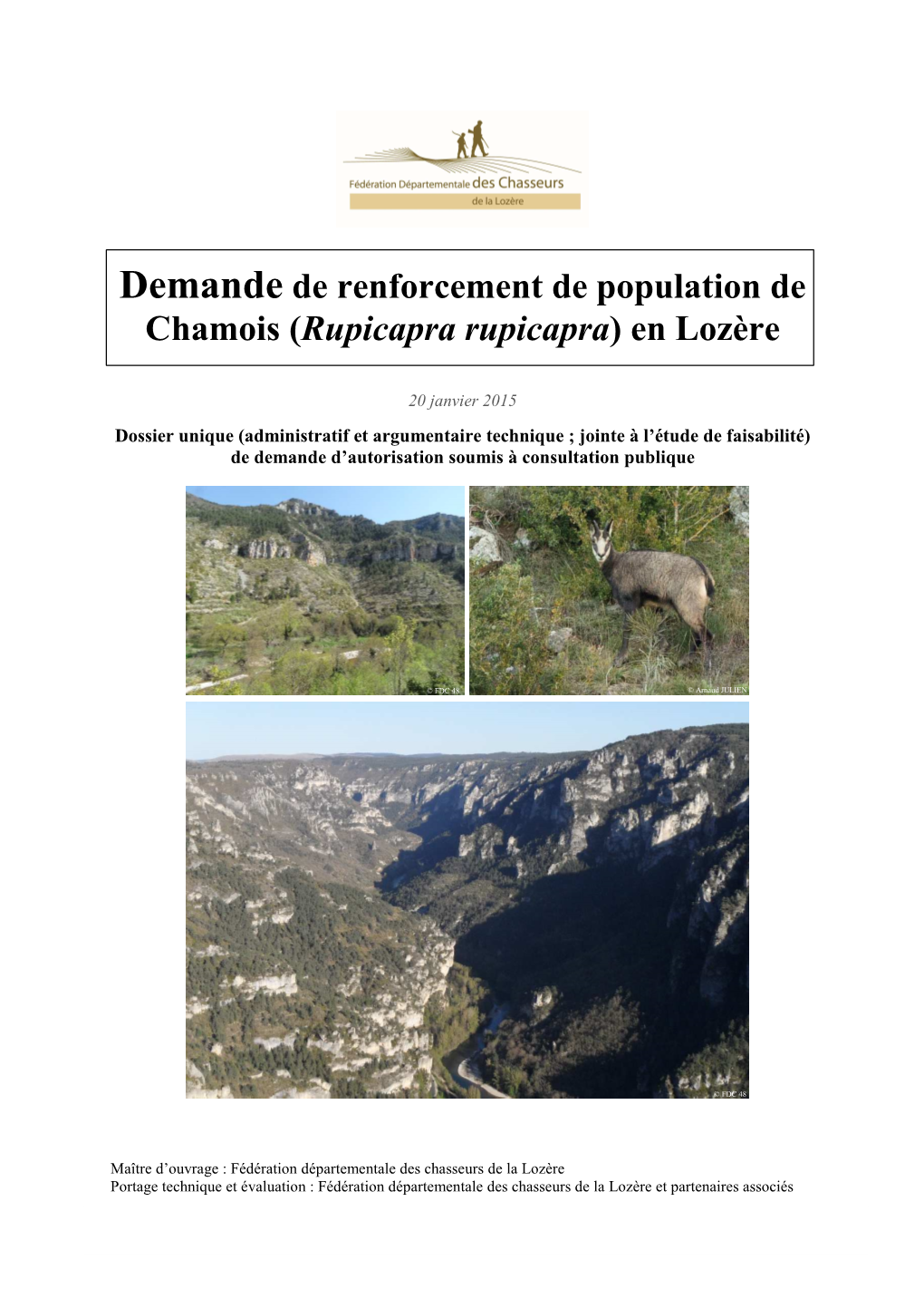 Demande De Renforcement De Population De Chamois (Rupicapra Rupicapra ) En Lozère