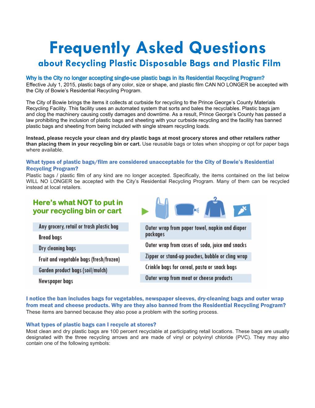 Frequently Asked Questions About Recycling Plastic Disposable Bags and Plastic Film