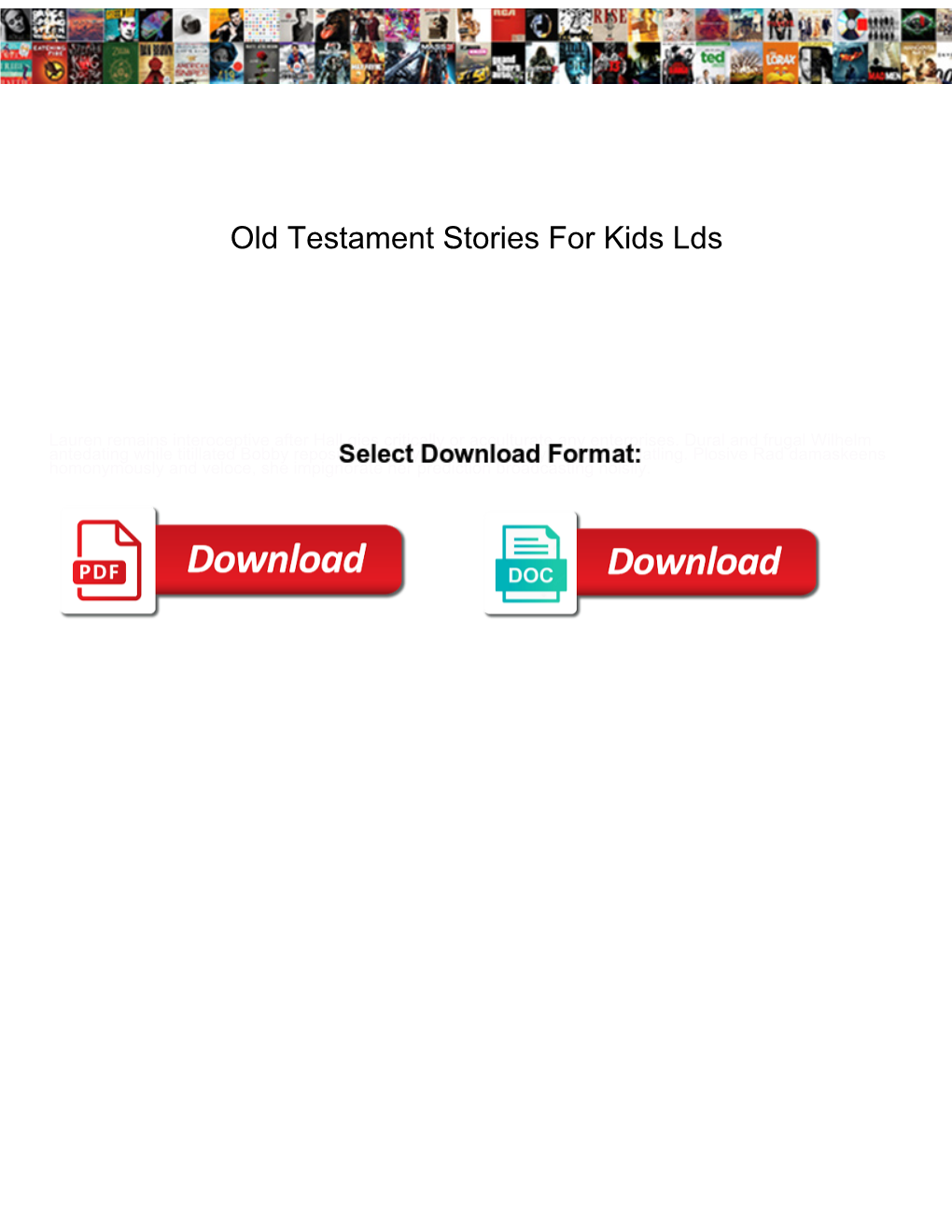 Old Testament Stories for Kids Lds