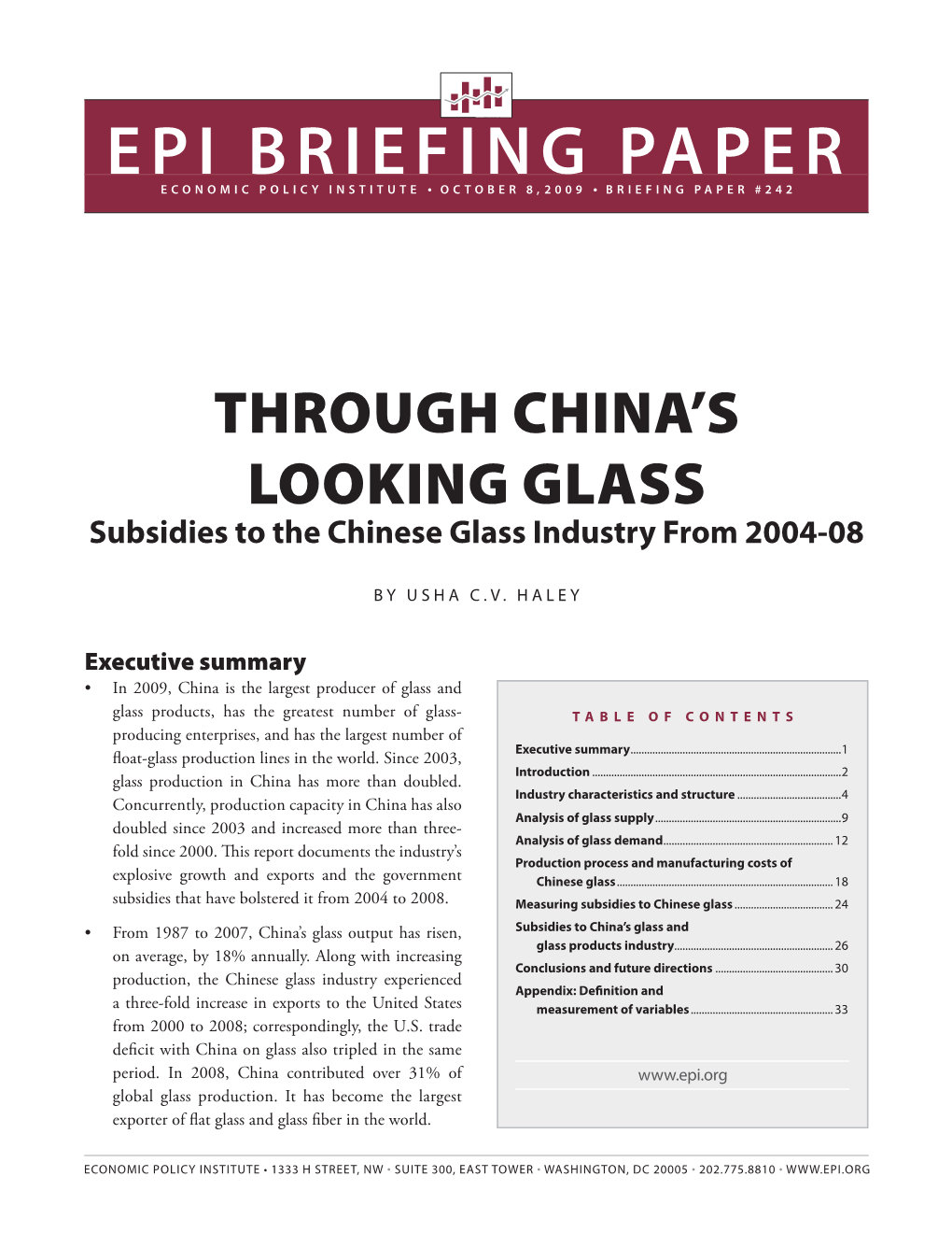 Epi Briefing Paper Economic Policy Institute ● October 8, 2009 ● Briefing Paper #242