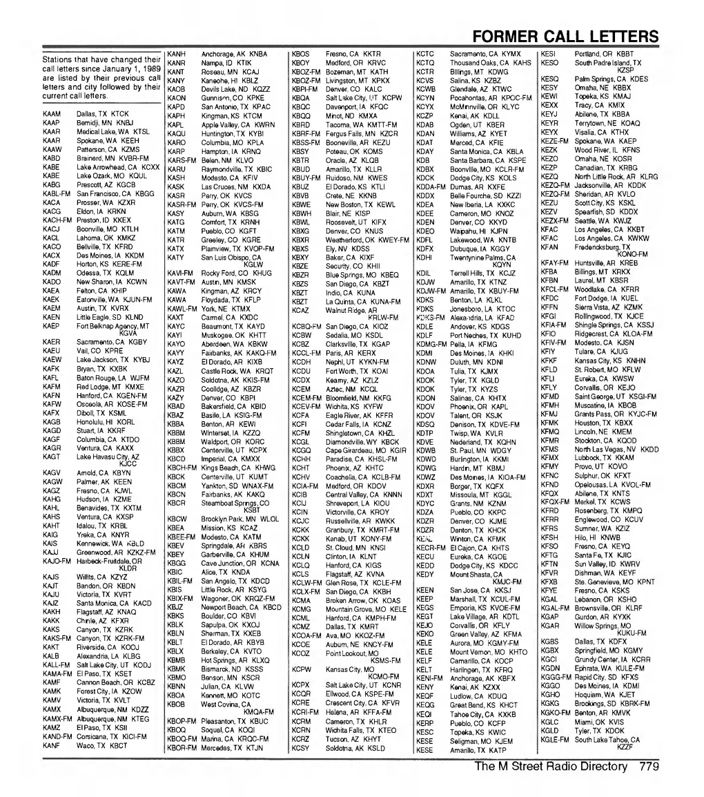 Stations That Have Changed Their Call Letters Since January 1, 1989