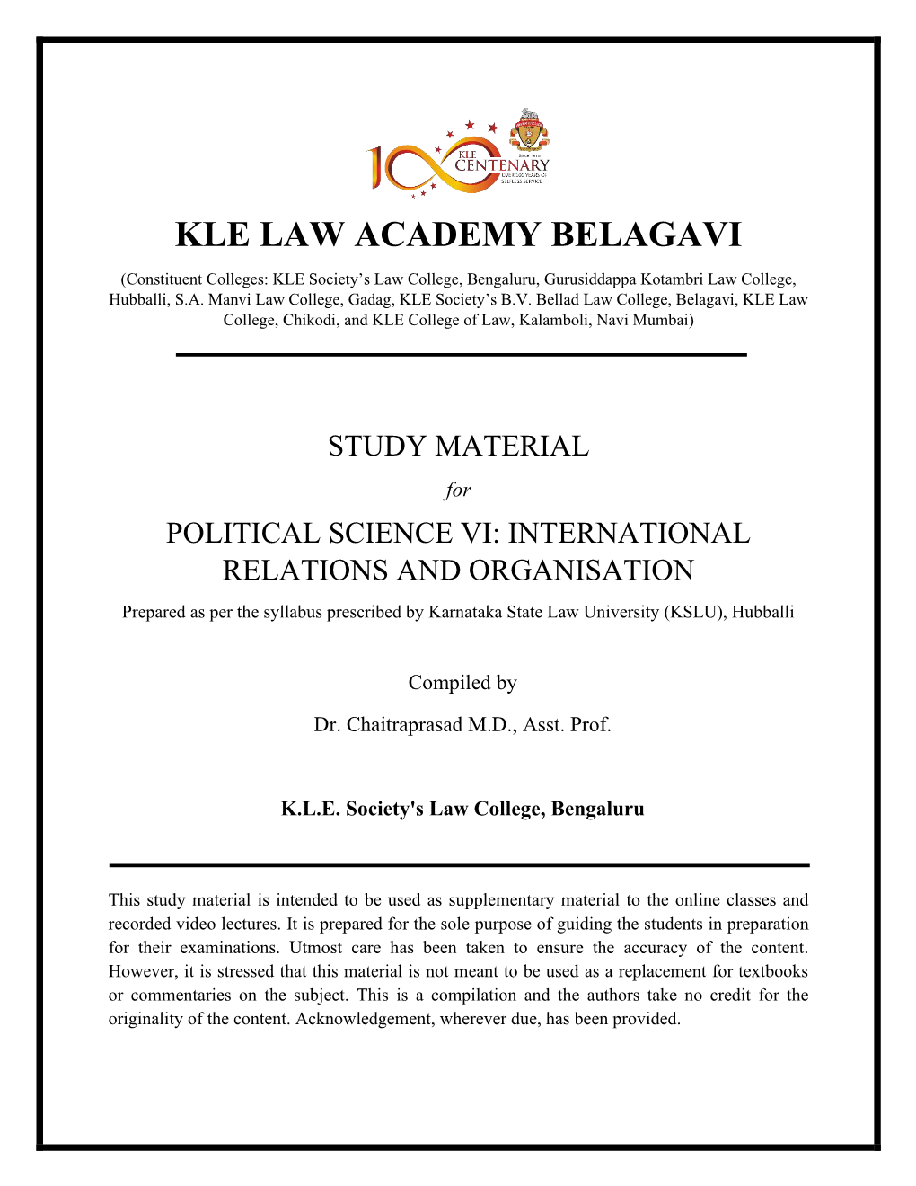 Kle Law Academy Belagavi