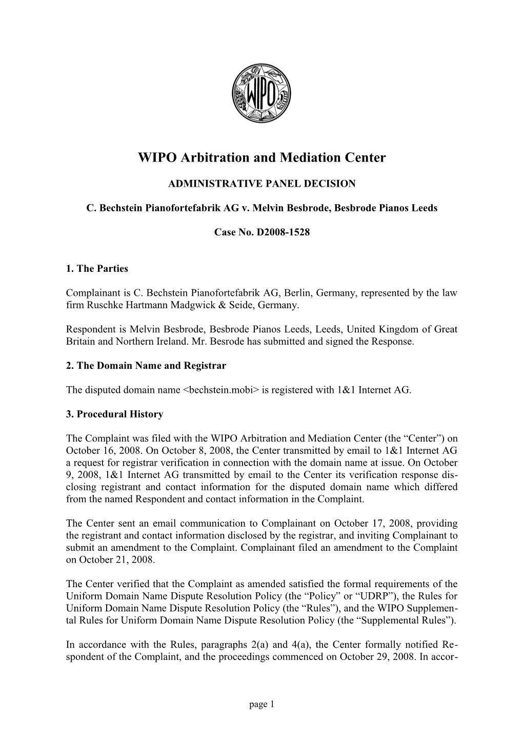 WIPO Domain Name Dispute: Case DFR2075-0061